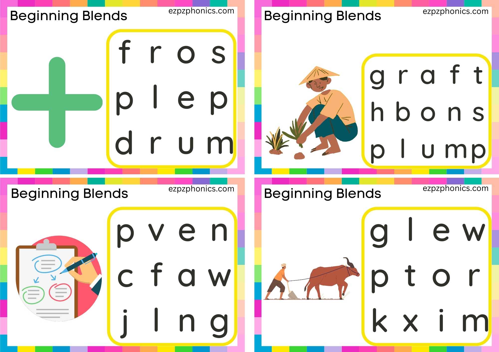 PL Beginning Blends Activity Circle The Correct Letters To Make The Words Set 2